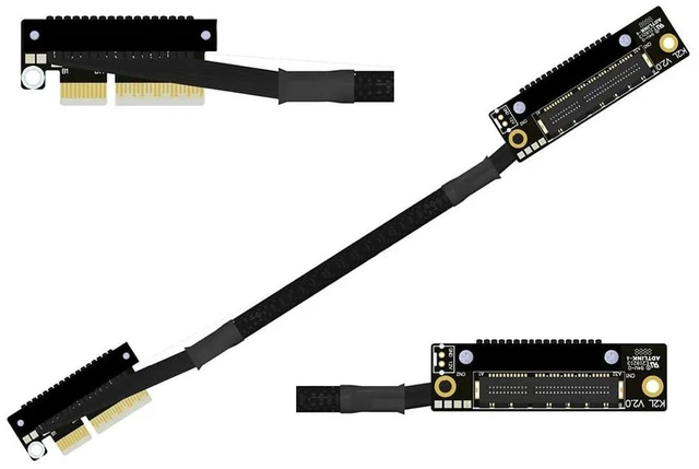 Main image of K22U PCIe 5.0 x4 Extension Cable Dual Reverse Side-Angled, Gen5 128Gbps High-Speed for Network Card SSD USB Card (30CM,K22UL-TR)