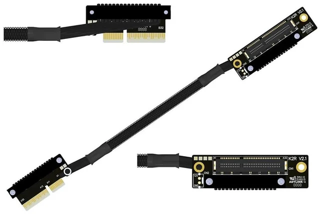 Main image of K22U PCIe 5.0 x4 Extension Cable Dual Reverse Side-Angled, Gen5 128Gbps High-Speed for Network Card SSD USB Card (30CM,K22UR-LL)