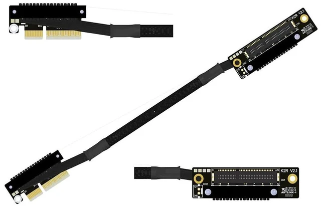 Main image of K22U PCIe 5.0 x4 Extension Cable Dual Reverse Side-Angled, Gen5 128Gbps High-Speed for Network Card SSD USB Card (30CM,K22UR-TR)