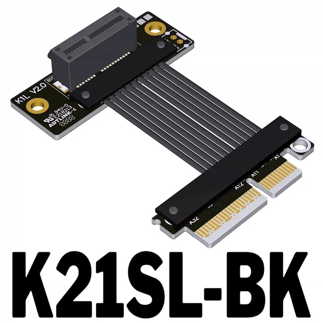 Alt view image 2 of 7 - PCIe 5.0 x4 to x1 Extension Cable 32 Gbps HighSpeed Riser Support Network Card, USB Card, Capture Card, SSD Adapter Card (K21SL-BK,25CM)