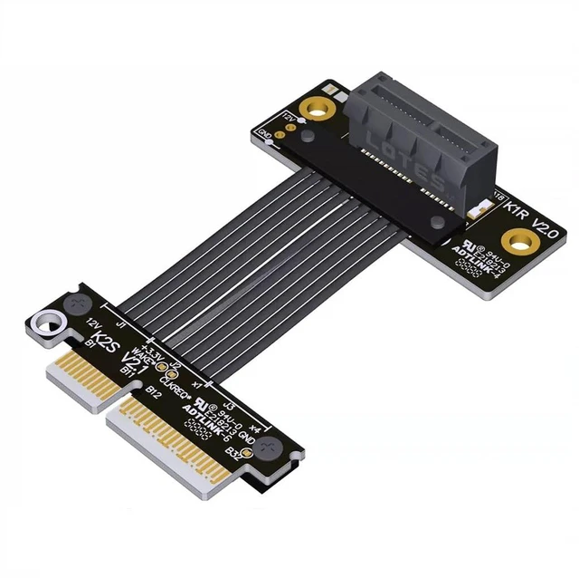 Main image of PCIe 5.0 x4 to x1 Extension Cable 32 Gbps HighSpeed Riser Support Network Card, USB Card, Capture Card, SSD Adapter Card (K21SR-BK,25CM)