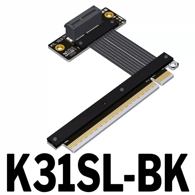 Alt view image 2 of 5 - PCIe 5.0 x16 to x1 Extension Cable 32 Gbps HighSpeed Riser Support Network Card, USB Card, Capture Card, SSD Adapter Card (K31SL-BK,25CM)