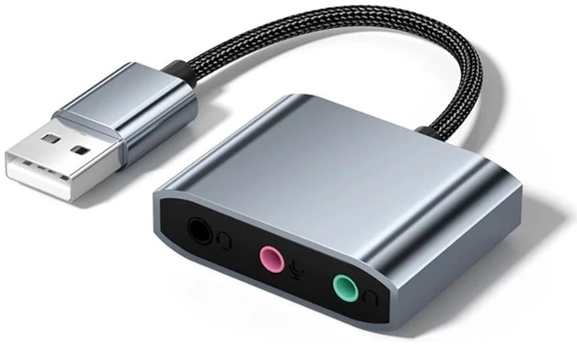 Main image of External USB Sound Card with 3 Ports Driver-Free Plug and Play for 3.5mm Headphones Headset Microphone