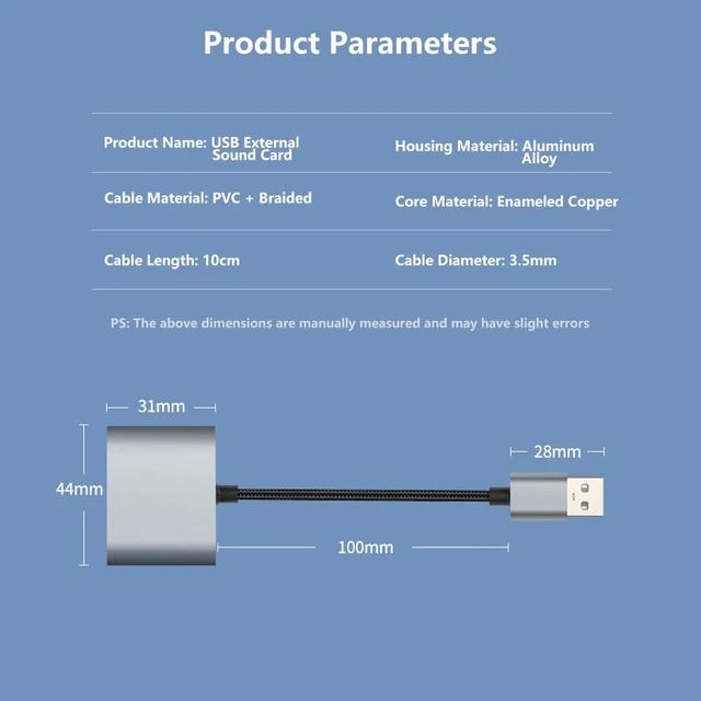 Alt view image 5 of 7 - External USB Sound Card with 3 Ports Driver-Free Plug and Play for 3.5mm Headphones Headset Microphone