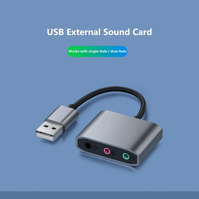 Alt view image 7 of 7 - External USB Sound Card with 3 Ports Driver-Free Plug and Play for 3.5mm Headphones Headset Microphone