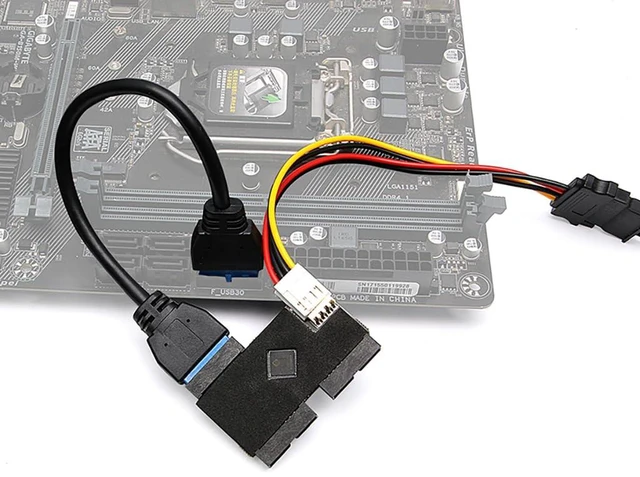 Alt view image 5 of 7 - Motherboard USB 3.0 19-Pin 1 to 2 Hub, 5Gbps High-Speed, SATA 15-Pin Auxiliary Power, Driver-Free Plug and Play, Dual 19-Pin Female for Front Panel
