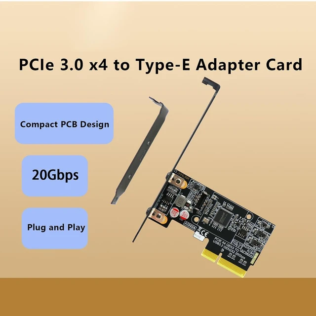 Alt view image 2 of 7 - PCIe 3.0 x4 to Type-E Adapter Card 20Gbps A3242A for Front Panel USB C Enclosure