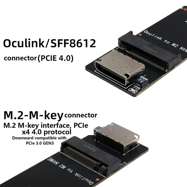 Alt view image 4 of 7 - PCIe 4.0 x4 OCuLink SFF-8612 to M.2 M-Key Adapter Compatible with M.2 NVMe 2230 2242 2260 2280 22110 SSD