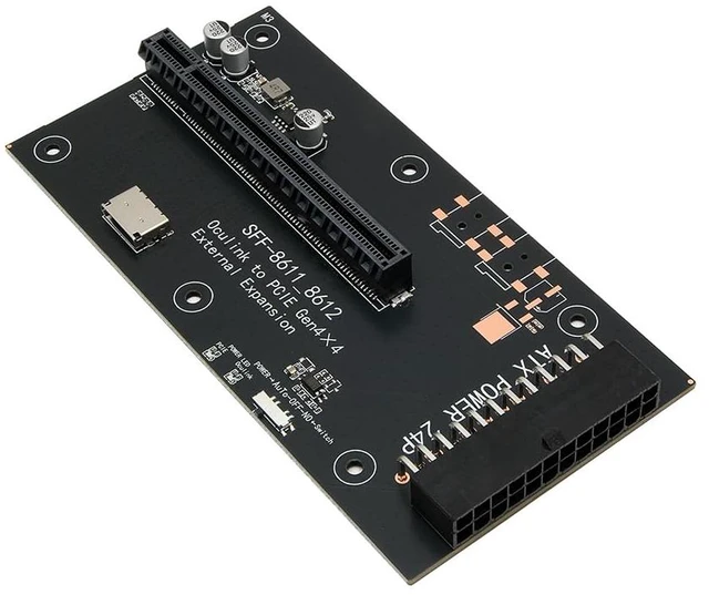 Main image of OCuLink SFF-8611 to PCIe 4.0 x16 External GPU Adapter Card, 24PIN ATX Power, Sync & Manual Control Support PCIe x1 x4 x8 x16