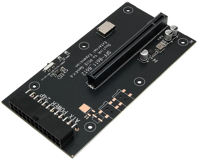 Alt view image 3 of 7 - OCuLink SFF-8611 to PCIe 4.0 x16 External GPU Adapter Card, 24PIN ATX Power, Sync & Manual Control Support PCIe x1 x4 x8 x16