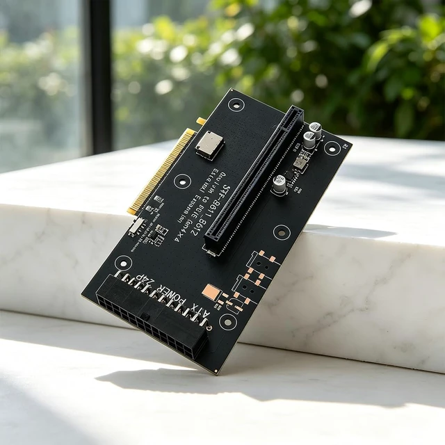 Alt view image 7 of 7 - OCuLink SFF-8611 to PCIe 4.0 x16 External GPU Adapter Card, 24PIN ATX Power, Sync & Manual Control Support PCIe x1 x4 x8 x16