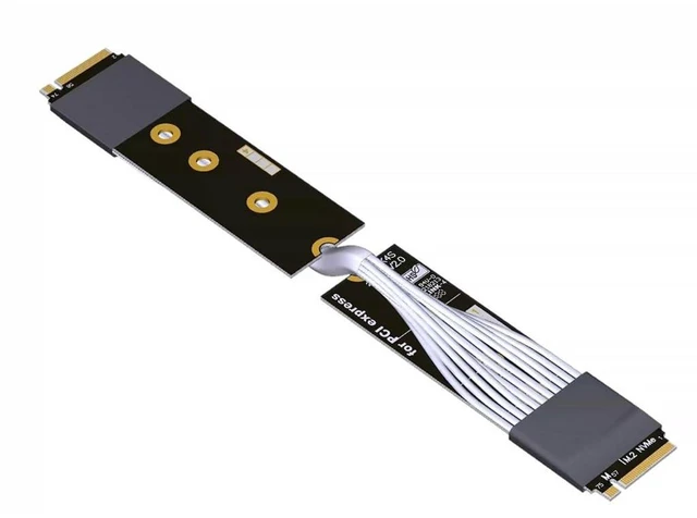 Main image of M.2 MKey PCIe 5.0 x4 Male to Male Signal Cable 128G/bps High-Temperature for Industrial Server, -40°C to 105°C (15CM,K44SS-HT Direct)