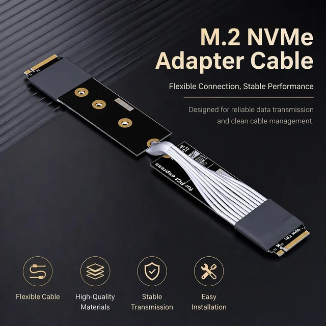Alt view image 3 of 7 - M.2 MKey PCIe 5.0 x4 Male to Male Signal Cable 128G/bps High-Temperature for Industrial Server, -40°C to 105°C (15CM,K44SS-HR Switch)