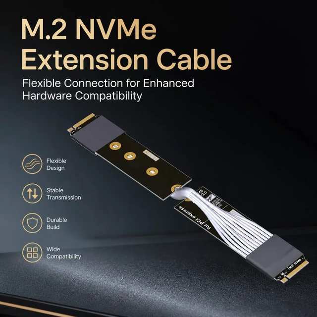 Alt view image 7 of 7 - M.2 MKey PCIe 5.0 x4 Male to Male Signal Cable 128G/bps High-Temperature for Industrial Server, -40°C to 105°C (15CM,K44SS-HR Switch)