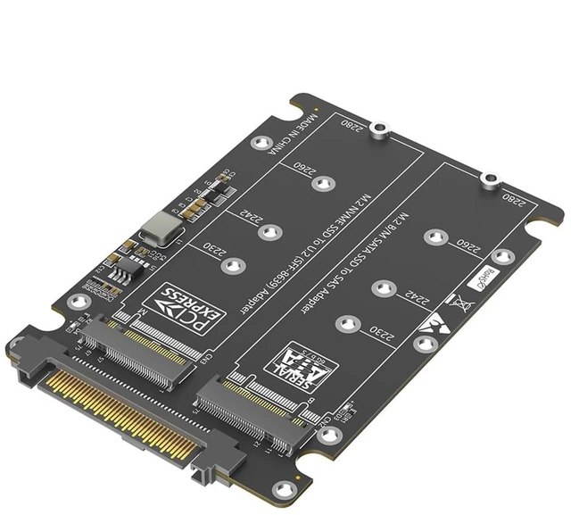 Main image of NVMe-Compatible M-Key + NGFF B-Key SSD to U.2 SFF-8639 Converter Card Supports 2230 2242 2260 2280 M.2 SSD for Server NAS