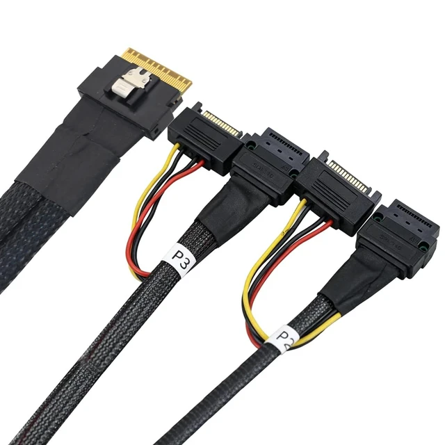 Alt view image 5 of 6 - PCIe Slimline ABS Case SFF-8654 8i 8X to 2X GenZ 1C Breakout Cable with Screw Hole Mounting for Server, Storage (50cm)