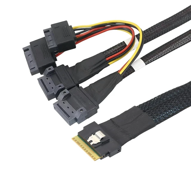 Alt view image 2 of 6 - PCIe Slimline ABS Case SFF-8654 8i 8X to 2X GenZ 1C Breakout Cable with Screw Hole Mounting for Server, Storage (50cm)