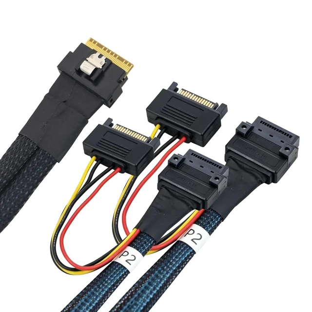 Alt view image 4 of 6 - PCIe Slimline ABS Case SFF-8654 8i 8X to 2X GenZ 1C Breakout Cable with Screw Hole Mounting for Server, Storage (50cm)