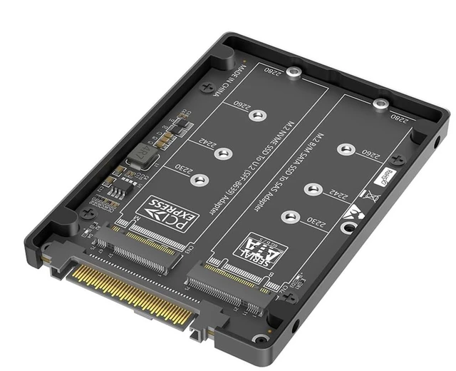Main image of NVMe-Compatible M-Key + NGFF B-Key SSD to U.2 SFF-8639 Converter Card with Case Supports 2230 2242 2260 2280 M.2 SSD for Server NAS