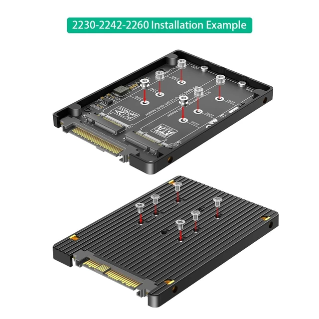 Alt view image 7 of 7 - NVMe-Compatible M-Key + NGFF B-Key SSD to U.2 SFF-8639 Converter Card with Case Supports 2230 2242 2260 2280 M.2 SSD for Server NAS