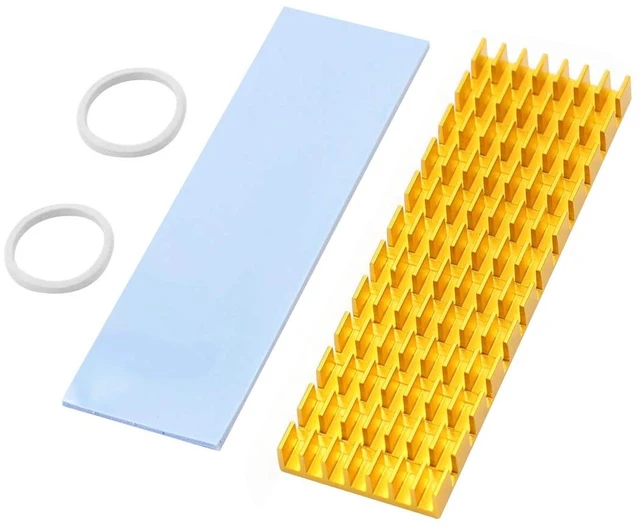 Main image of Upgraded Heatsink Cooler Heat Sink Cool Fin Thermal Conductive Adhesive for M.2 NGFF 2280 PCI-E NVME SSD 70 * 22mm Thickness 3/6mm (6mm, Gold)