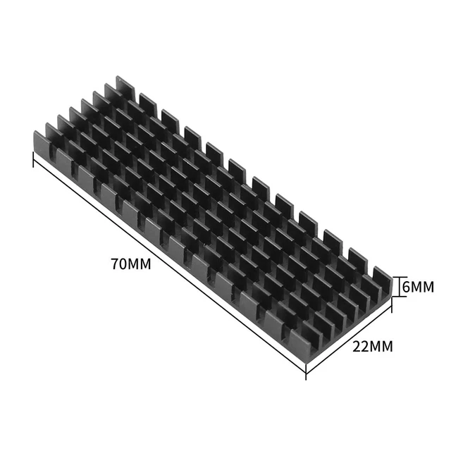 Alt view image 3 of 7 - Upgraded Heatsink Cooler Heat Sink Cool Fin Thermal Conductive Adhesive for M.2 NGFF 2280 PCI-E NVME SSD 70 * 22mm Thickness 3/6mm (6mm, Black)