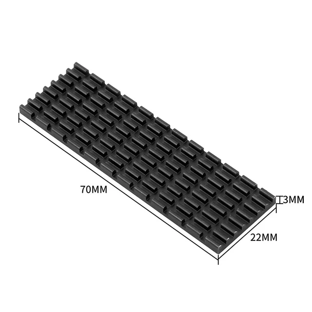 Alt view image 2 of 7 - Upgraded Heatsink Cooler Heat Sink Cool Fin Thermal Conductive Adhesive for M.2 NGFF 2280 PCI-E NVME SSD 70 * 22mm Thickness 3/6mm (3mm, Black)