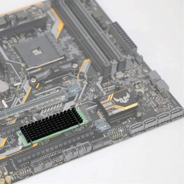 Alt view image 7 of 7 - Upgraded Heatsink Cooler Heat Sink Cool Fin Thermal Conductive Adhesive for M.2 NGFF 2280 PCI-E NVME SSD 70 * 22mm Thickness 3/6mm (3mm, Black)