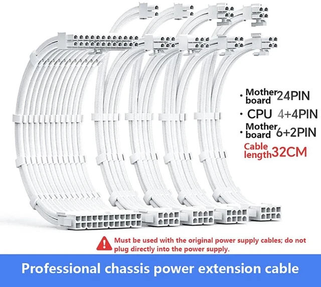 Alt view image 7 of 7 - 18AWG GPU Power Supply Extension Cable Compatible with 20 Series,30 Series,4060,4060 Ti,Selected 4070 (Cable Set 5pcs,32CM)
