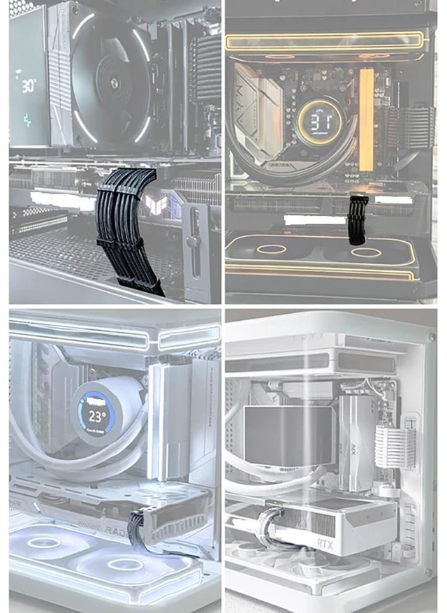 Alt view image 3 of 7 - 18AWG GPU Power Supply Extension Cable Compatible with 20 Series,30 Series,4060,4060 Ti,Selected 4070 (6+2Pin for GPU,32CM)