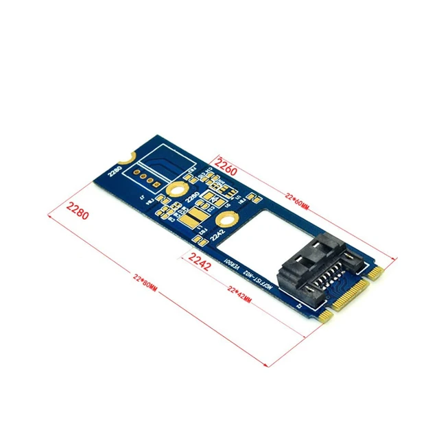 Alt view image 2 of 6 - M.2 to SATA 7Pin Adapter Card M.2 Key B-M to SATA3.0 Converter Board for M2 NGFF 2242 2260 2280 SDD