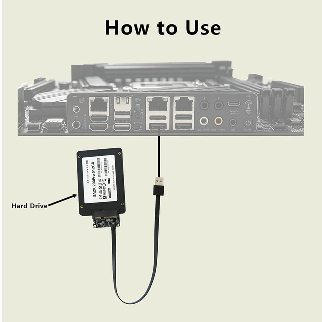 Alt view image 6 of 7 - USB to SATA 22P Adapter Card DIY Portable Hard Drive Board A1153A for 2.5" HDD SSD Enclosure (20CM)