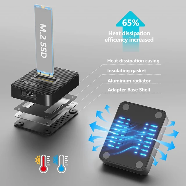 Alt view image 2 of 7 - 10Gbps USB C to M.2 SATA + NVMe-Compatible SSD Enclosure Dual Protocol Tool-Free Vertical Dock for 2230 2242 2260 2280 SSD