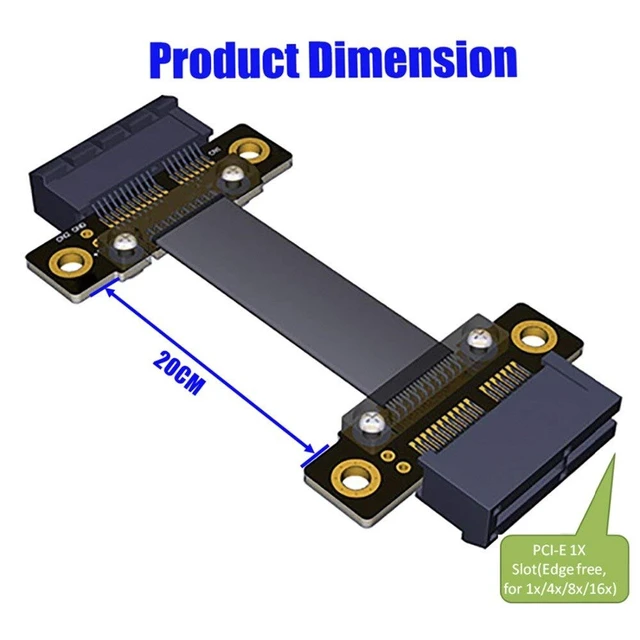 Alt view image 4 of 6 - PCIe 3.0 36PIN 1X to PCIe 1X Extension Cable 20cm PCI-E X1 PCI Express Riser Card Gen3 8Gbps Graphic WLAN Extender Ribbon Cable M-M/F-F (Female to Female)
