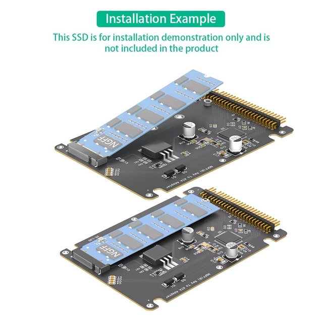 Alt view image 5 of 7 - M.2 NGFF B-Key SATA SSD to 2.5-Inch IDE 44 Pin ATA Adapter Card, Convert M.2 NGFF SSD to PATA IDE Hard Disk for Old Laptop with Plastic Enclosure