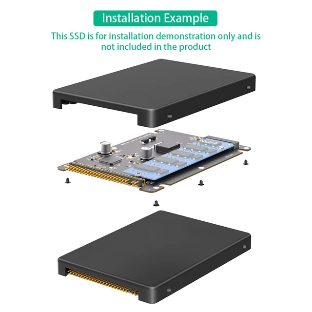 Alt view image 6 of 7 - M.2 NGFF B-Key SATA SSD to 2.5-Inch IDE 44 Pin ATA Adapter Card, Convert M.2 NGFF SSD to PATA IDE Hard Disk for Old Laptop with Plastic Enclosure