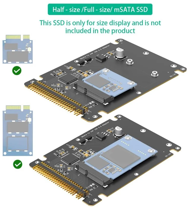Alt view image 3 of 7 - Msata SSD to 2.5-Inch IDE 44 Pin ATA Adapter Card, Convert M.2 Msata to PATA IDE Hard Disk for Old Laptop with Plastic Enclosure