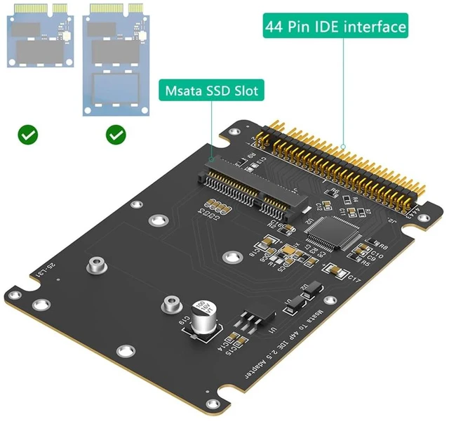 Alt view image 2 of 7 - Msata SSD to 2.5-Inch IDE 44 Pin ATA Adapter Card, Convert M.2 Msata to PATA IDE Hard Disk for Old Laptop with Plastic Enclosure