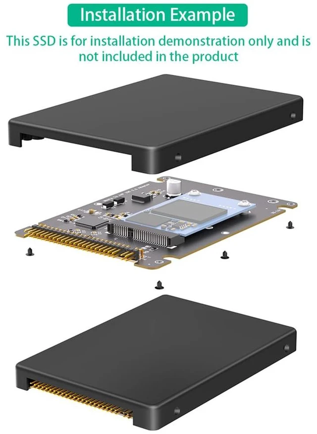 Alt view image 6 of 7 - Msata SSD to 2.5-Inch IDE 44 Pin ATA Adapter Card, Convert M.2 Msata to PATA IDE Hard Disk for Old Laptop with Plastic Enclosure