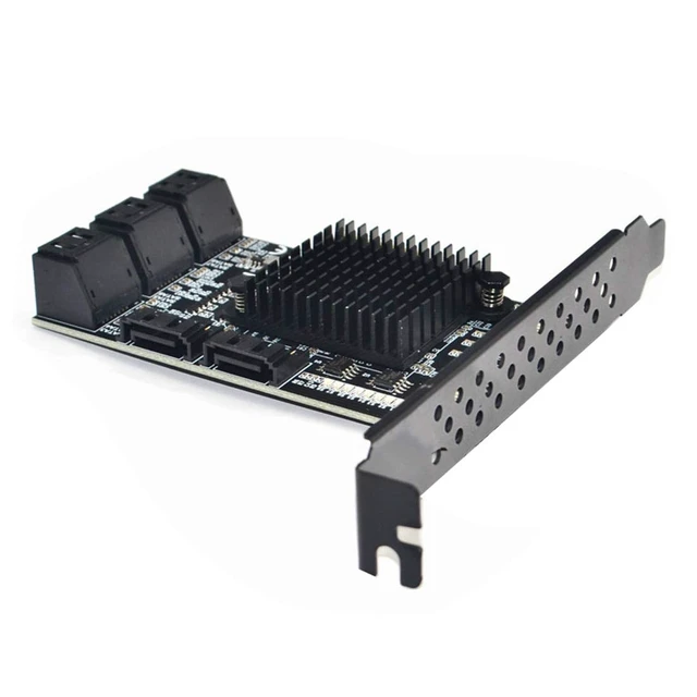 Alt view image 4 of 5 - 8 Ports SATA 3.0 to PCIe Expansion Card Adapter Converter with 6 SATA Cables Low Profile Bracket Boot As System Disk for Marvell 88SE9215 Chip with Heat Sink HDD (Only Card)