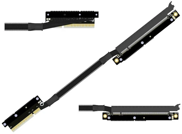 Main image of PCIe 5.0 x8 to x16 GPU Riser Cable with Latch 256Gbps HighSpeed Riser Supports RTX 50 Series, RX 90xx Series, New PCIe 5.0 GPU (K83UF-LL-FG,30CM)