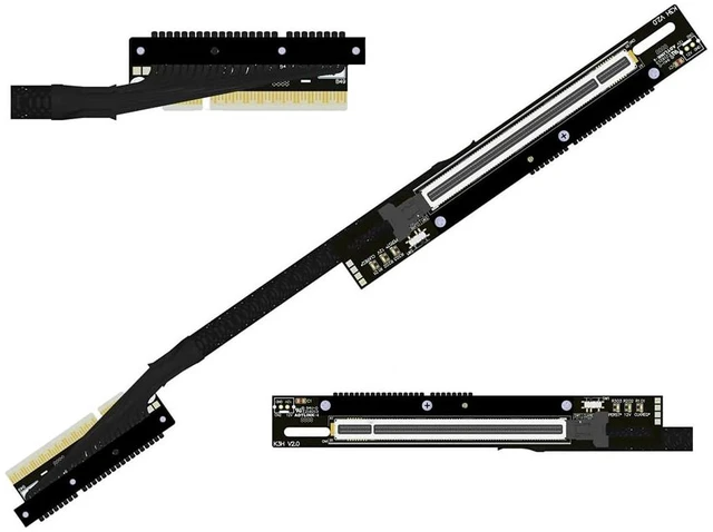 Main image of PCIe 5.0 x8 to x16 GPU Riser Cable with Latch 256Gbps HighSpeed Riser Supports RTX 50 Series, RX 90xx Series, New PCIe 5.0 GPU (K83UH-TL,30CM)