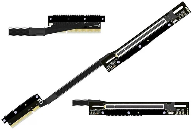 Main image of PCIe 5.0 x8 to x16 GPU Riser Cable with Latch 256Gbps HighSpeed Riser Supports RTX 50 Series, RX 90xx Series, New PCIe 5.0 GPU (K83UP-LL,30CM)