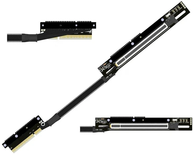 Main image of PCIe 5.0 x8 to x16 GPU Riser Cable with Latch 256Gbps HighSpeed Riser Supports RTX 50 Series, RX 90xx Series, New PCIe 5.0 GPU (K83UH-LL,30CM)
