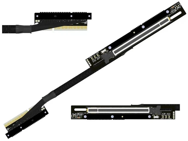 Main image of PCIe 5.0 x8 to x16 GPU Riser Cable with Latch 256Gbps HighSpeed Riser Supports RTX 50 Series, RX 90xx Series, New PCIe 5.0 GPU (K83UP-TL,30CM)