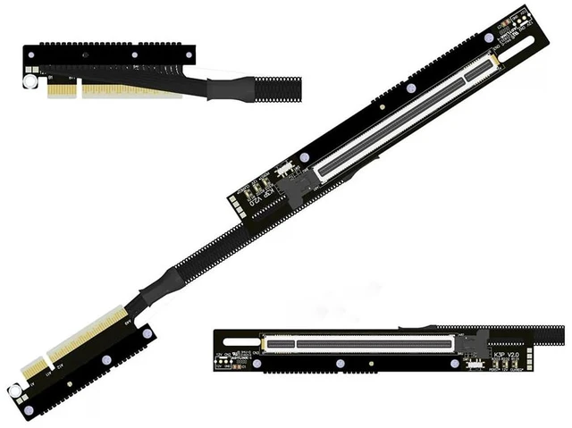 Main image of PCIe 5.0 x8 to x16 GPU Riser Cable with Latch 256Gbps HighSpeed Riser Supports RTX 50 Series, RX 90xx Series, New PCIe 5.0 GPU (K83UP-RR,30CM)