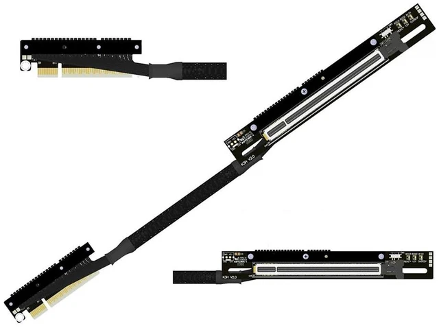 Main image of PCIe 5.0 x8 to x16 GPU Riser Cable with Latch 256Gbps HighSpeed Riser Supports RTX 50 Series, RX 90xx Series, New PCIe 5.0 GPU (K83UH-TR,30CM)