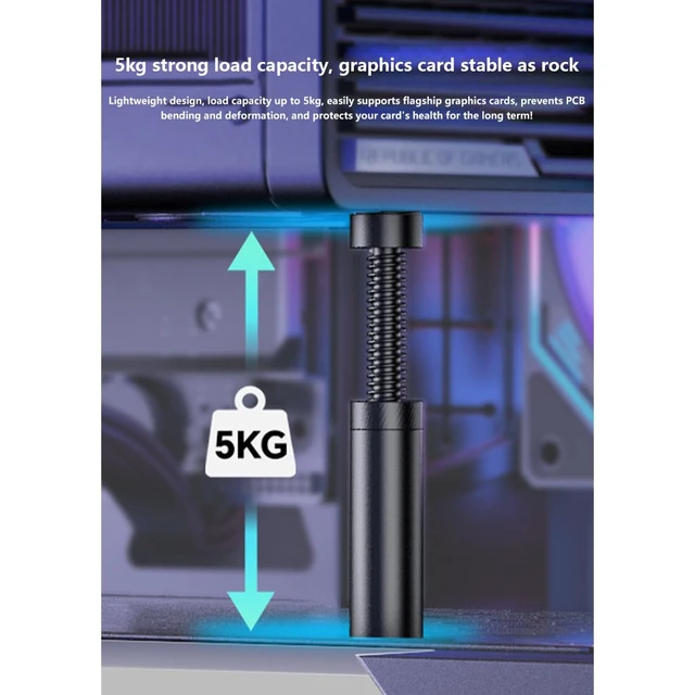 Alt view image 4 of 7 - Adjustable Anti-Sag GPU Support Holder Telescoping Magnetic Graphics Card Bracket 696mm for ITX Cases, 5kg Load, Aluminum Alloy (72-120mm)