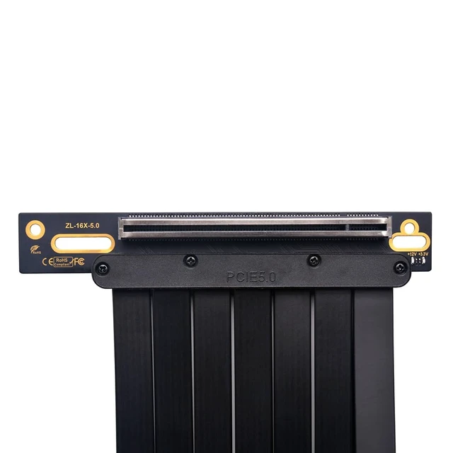 Alt view image 3 of 7 - PCIe 5.0 x16 GPU Extension Cable for ITX Cases, Gen 5 Graphics Card Riser Cable for Vertical GPU Mounting, Backward Compatible with PCIe 4.0/3.0 (20 cm, 90°)