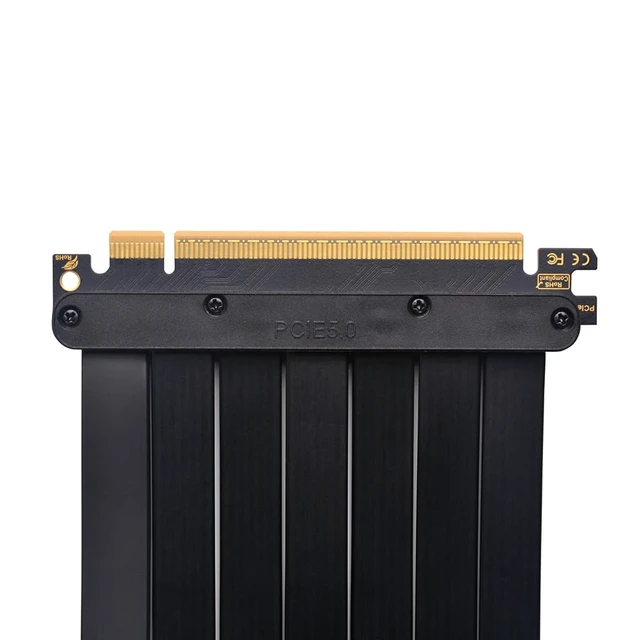 Alt view image 4 of 7 - PCIe 5.0 x16 GPU Extension Cable for ITX Cases, Gen 5 Graphics Card Riser Cable for Vertical GPU Mounting, Backward Compatible with PCIe 4.0/3.0 (20 cm, 90°)